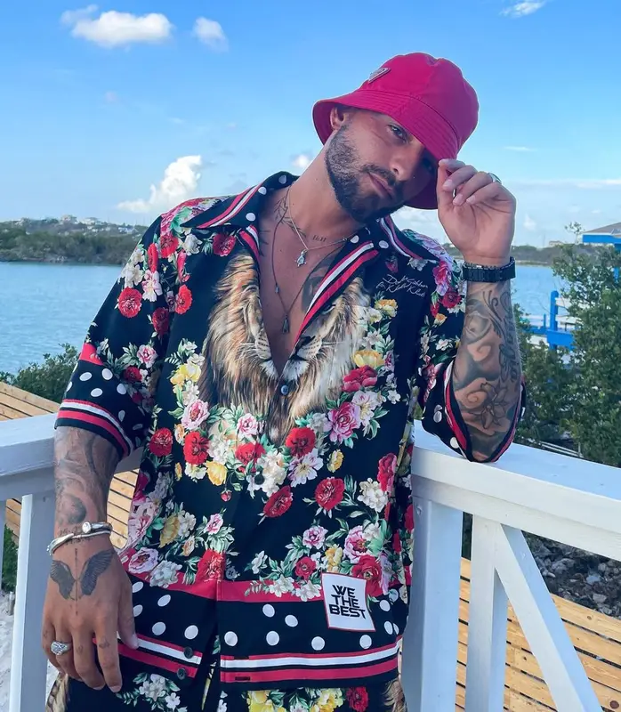 Maluma outfit in Dolce & Gabbana, Jordan, and Prada, 2021