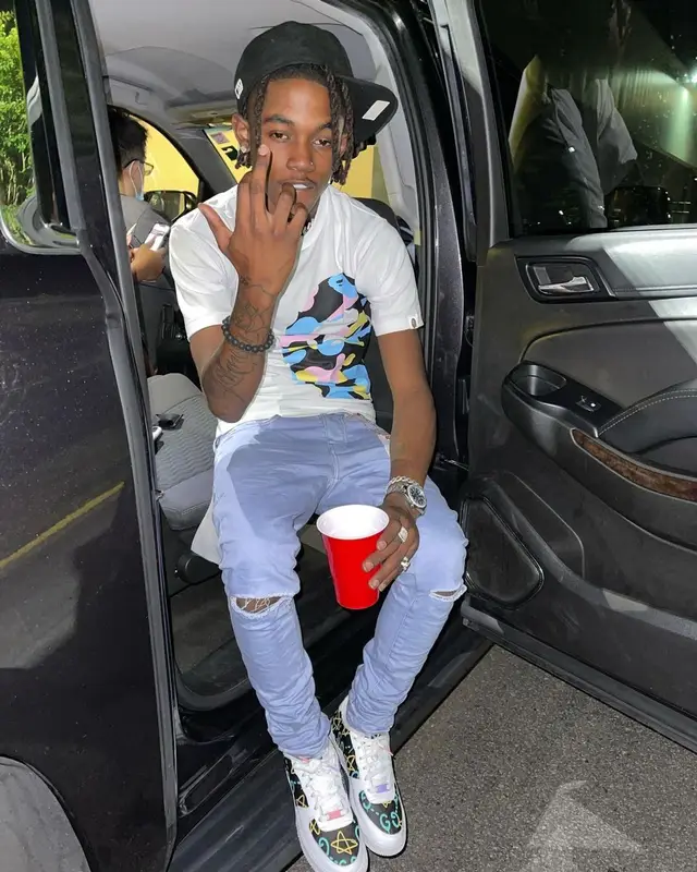 Jhacari outfit in Bape, Purple Brand, and New Era, 2021