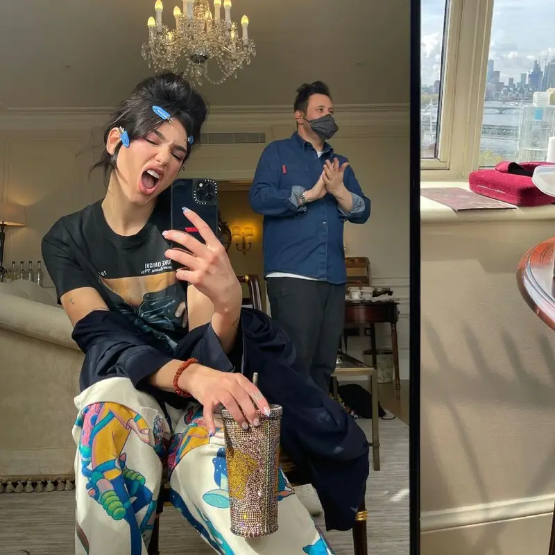 Dua Lipa outfit in Eytys, GCDS, and Versace, 2021