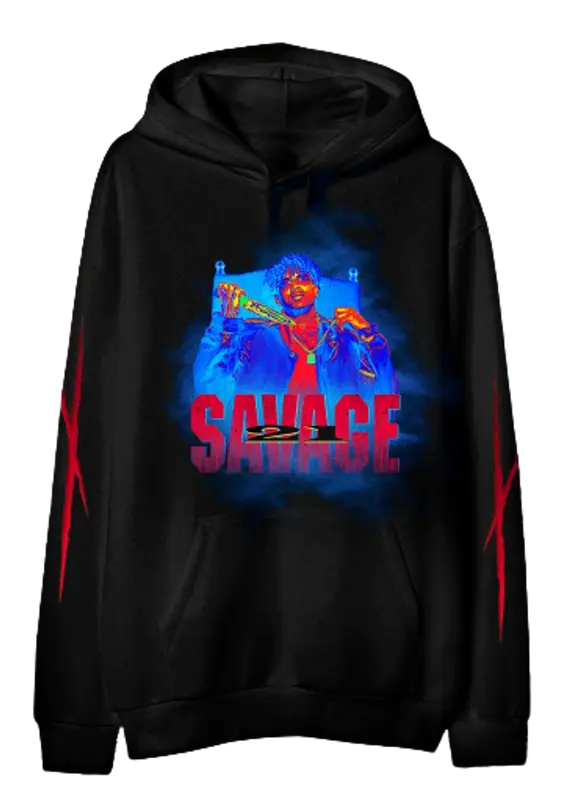 21 Savage Merch King Black Hoodie $55