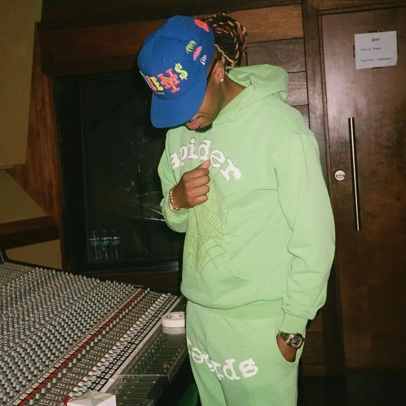 Metro Boomin outfit in Young Thug Merch, Spider Worldwide, and Yeezy, 2021