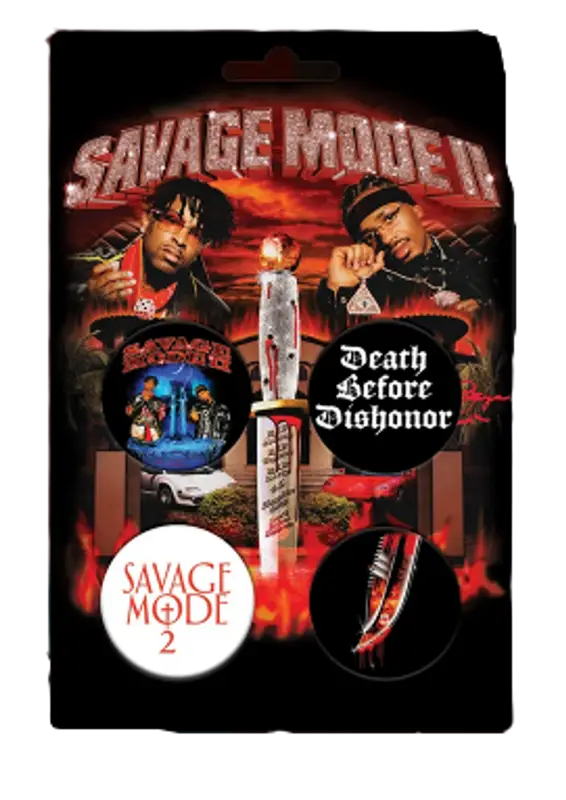 21 Savage Merch Savage Mode Buttons $10