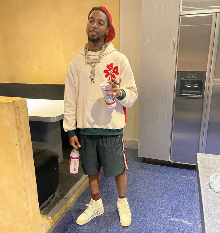 Key Glock outfit in Marni, Jordan, and Gucci, 2021