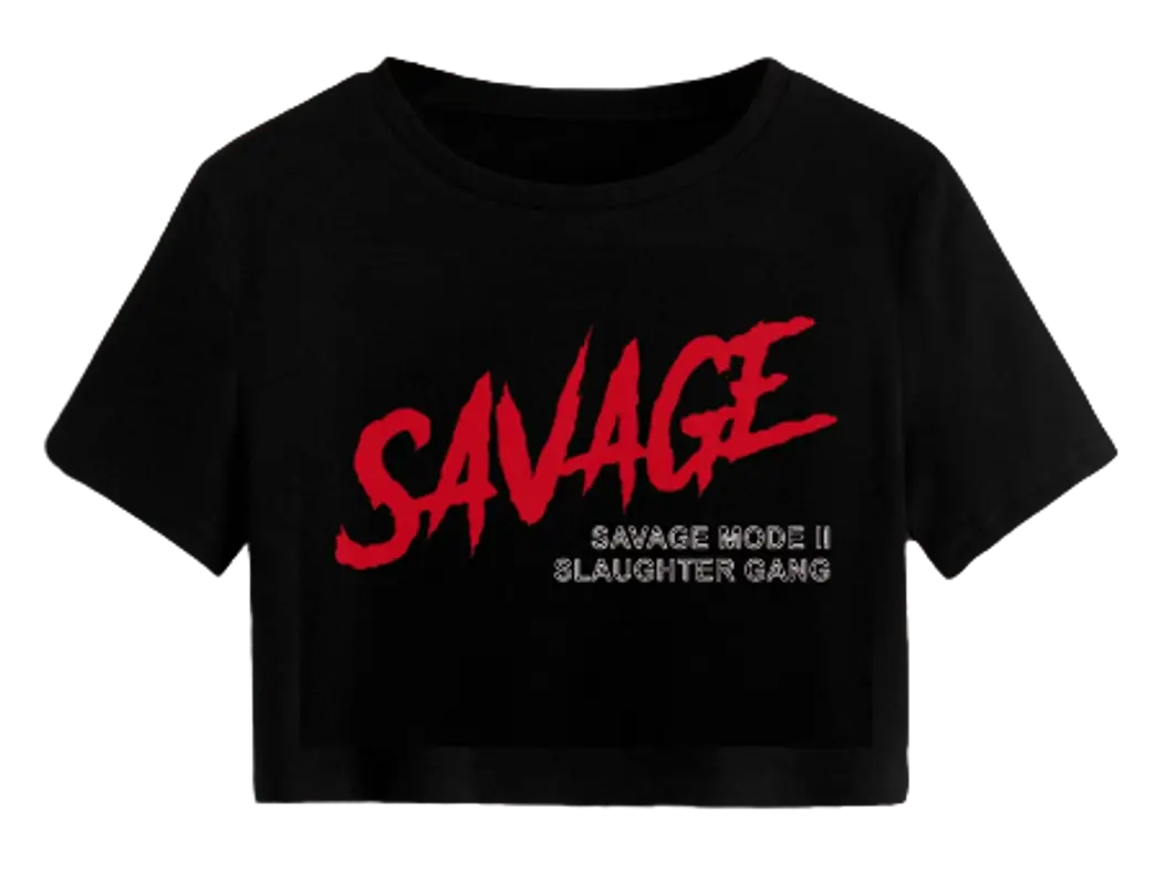 21 Savage Merch Cropped Black T-Shirt $30