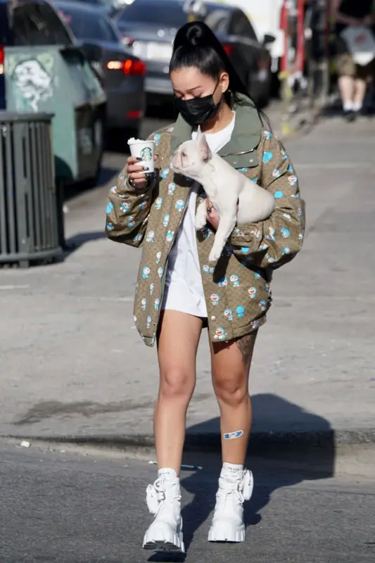 Bella Poarch outfit in Gucci, Doraemon, and No Name, 2021