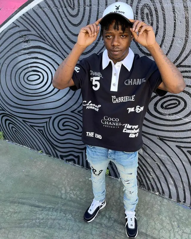Jackboy outfit in Chanel and Amiri, 2021