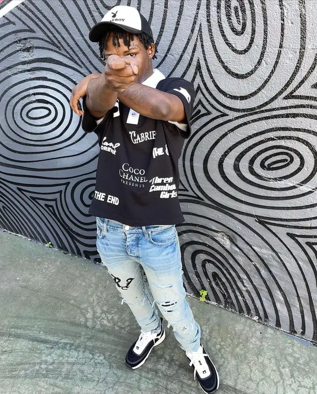 Jackboy outfit in Chanel and Amiri, 2021