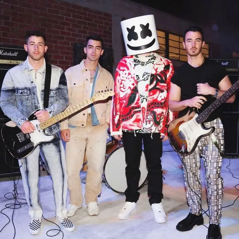 Marshmello outfit in Marni, Nike, and Marshmello Merch, 2021