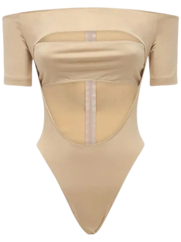 nude off the shoulder bodysuit