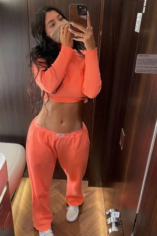 Kylie Jenner outfit in ERL, Nike, and Skims, 2021