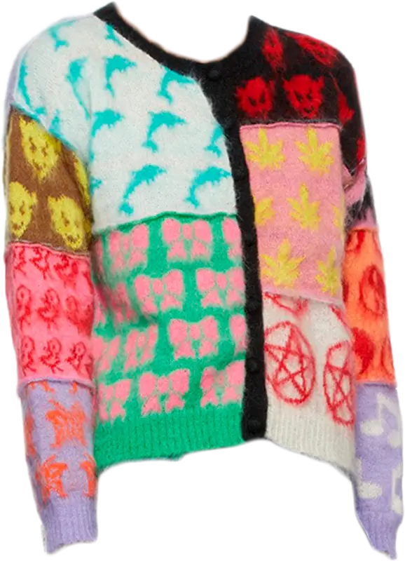 Ashley Williams Multicolor Mohair Patchwork Cardigan | WHAT'S ON