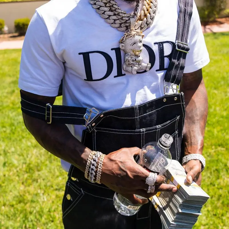 DaBaby outfit in Amiri, Dior, and Nike, 2021