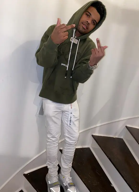 OG 3Three outfit in Palm Angels, Purple Brand, and Burberry, 2021