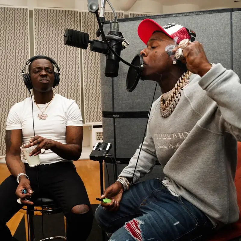 DaBaby outfit in Burberry, Louis Vuitton, and Chrome Hearts, 2021