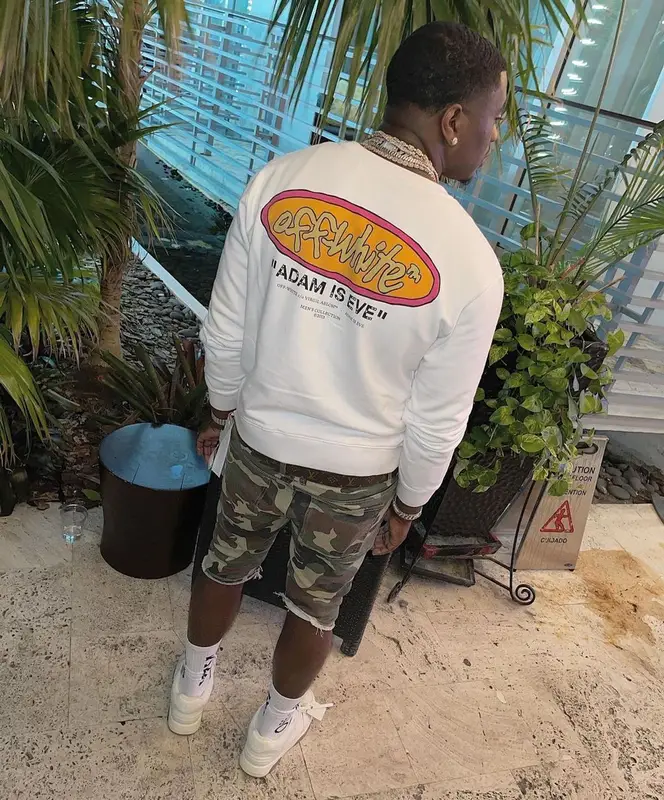 Bankroll Freddie outfit in Off-White and Louis Vuitton, 2021