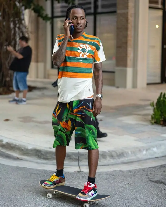 Rich The Kid outfit in Marni, Dolce & Gabbana, and Nike, 2021