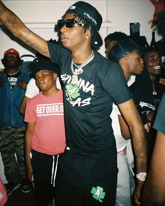 Yung Mal outfit in Filthy Wealth, Nike, and Stunna 4 Vegas Merch, 2021