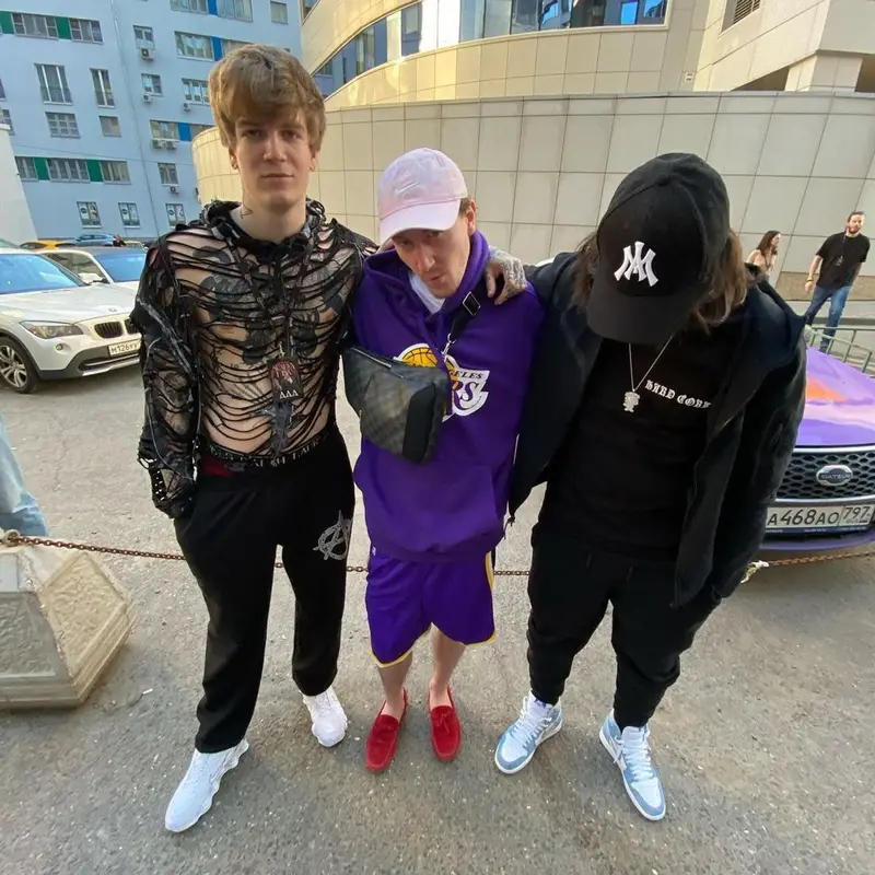 Bushido Zho outfit in Misbhv, Nike, and Adore Moscow, 2021