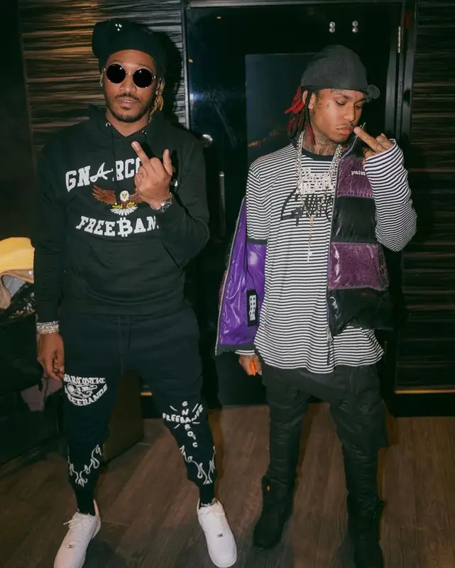 Future outfit in Gnarcotic, Nike, and Freebandz, 2021