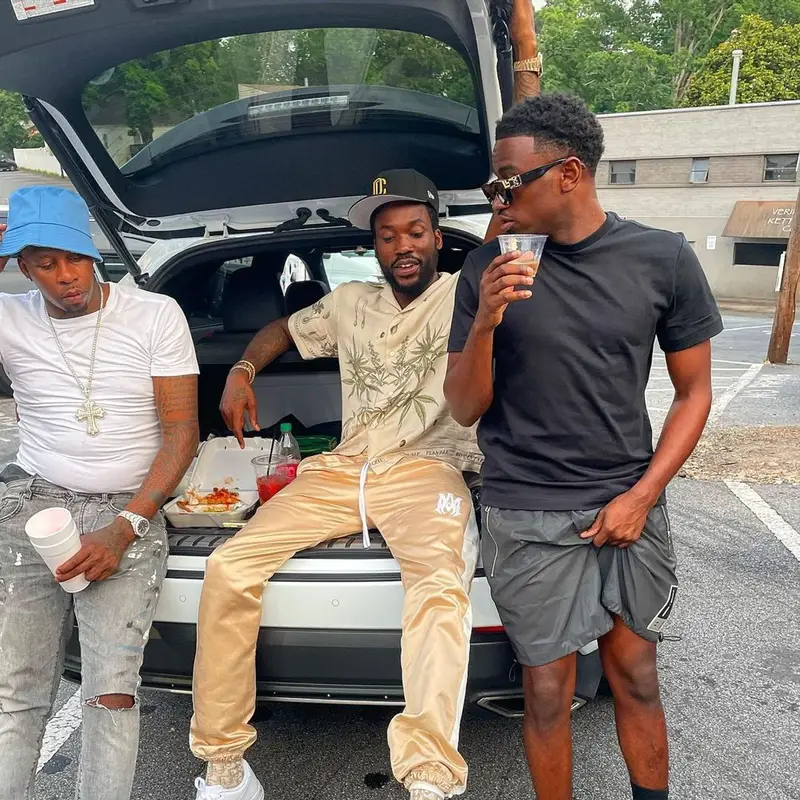 Meek Mill outfit in Amiri, 2021
