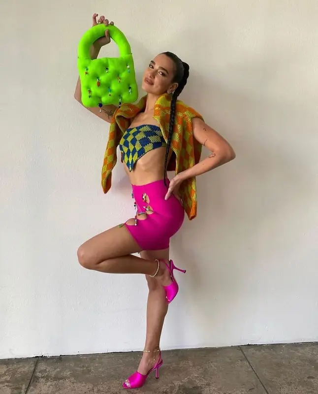 Dua Lipa outfit in Marshall Columbia and Jimmy Choo, 2021