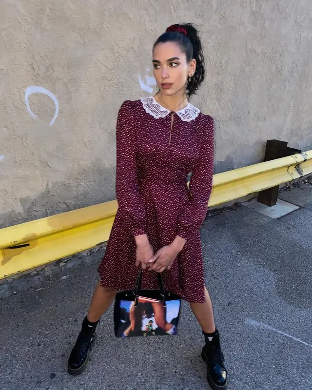 Dua Lipa outfit in Dr. Martens, Mowalola, and Marc Jacobs, 2021