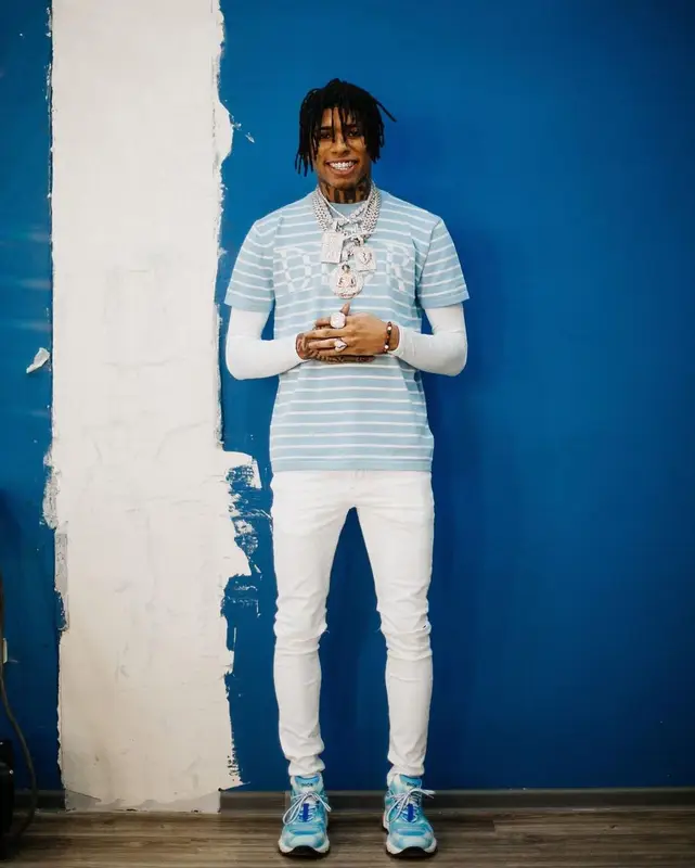 NLE Choppa outfit in Dior and Valabasas, 2021