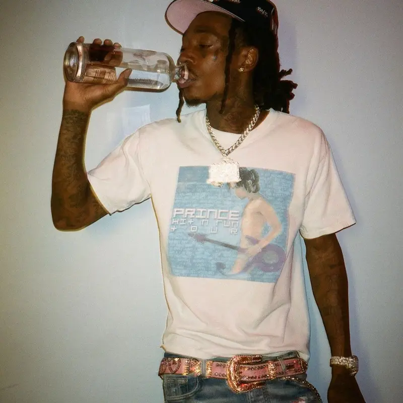 Wiz Khalifa outfit in Prince, Amiri, and B.B. Simon, 2021