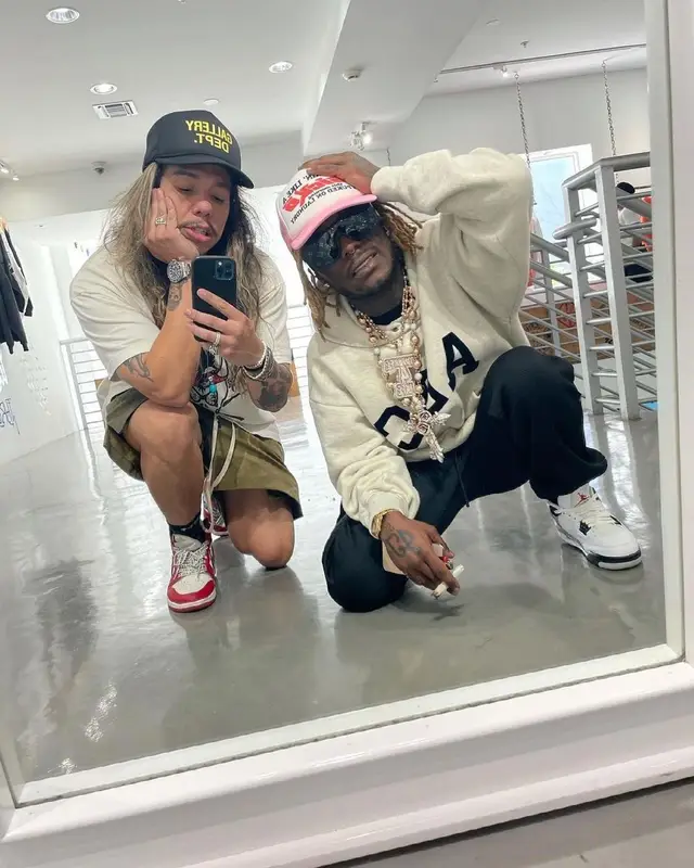 Lil Uzi Vert outfit in Fear of God, Louis Vuitton, and Sicko, 2021