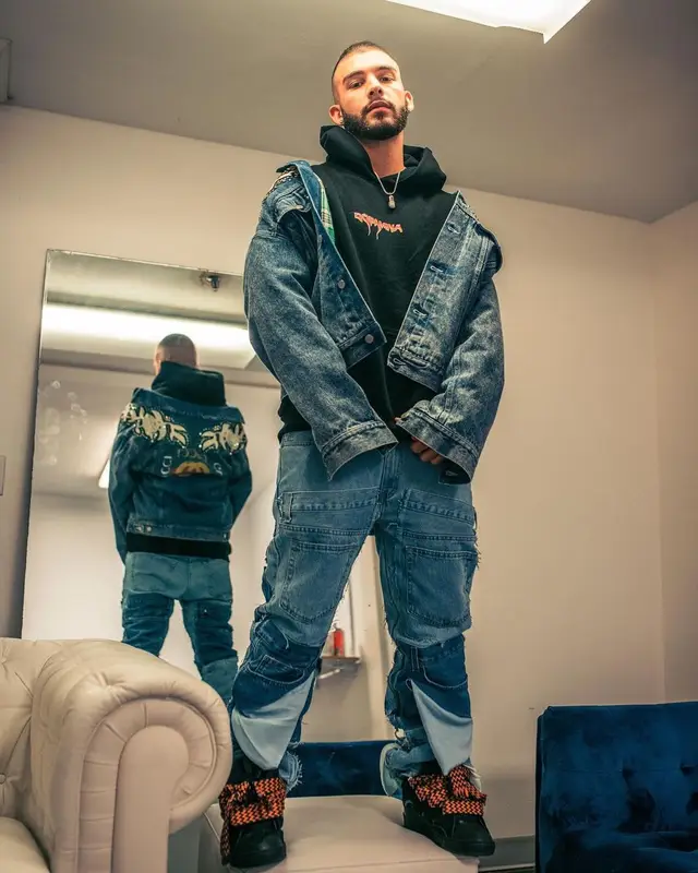 Manuel Turizo outfit in Gucci, Manuel Turizo, and Lanvin Buttoned, 2021