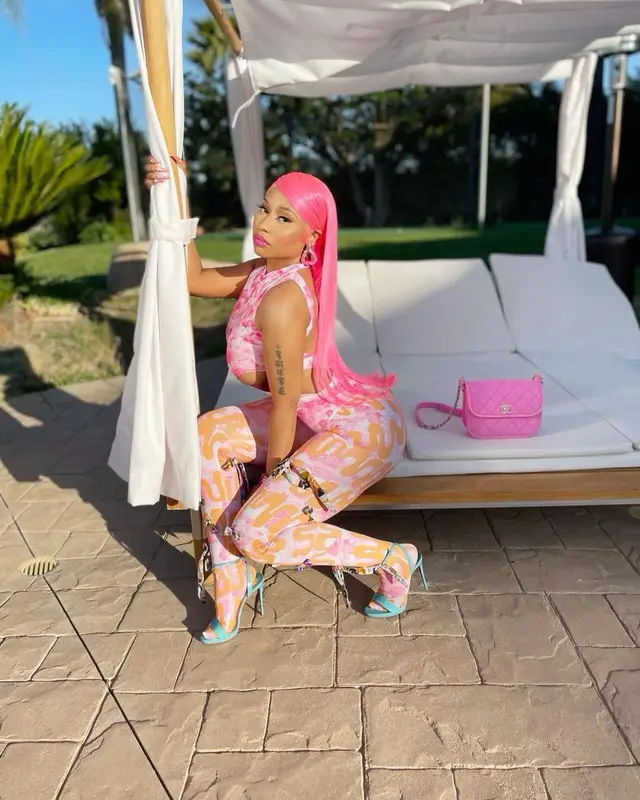 Nicki Minaj outfit in Collina Strada, Chanel, and Christian Louboutin, 2021