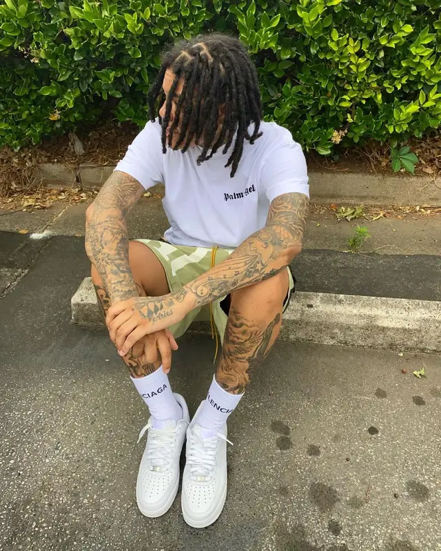 Young M.A outfit in Palm Angels, Rhude, and Balenciaga, 2021