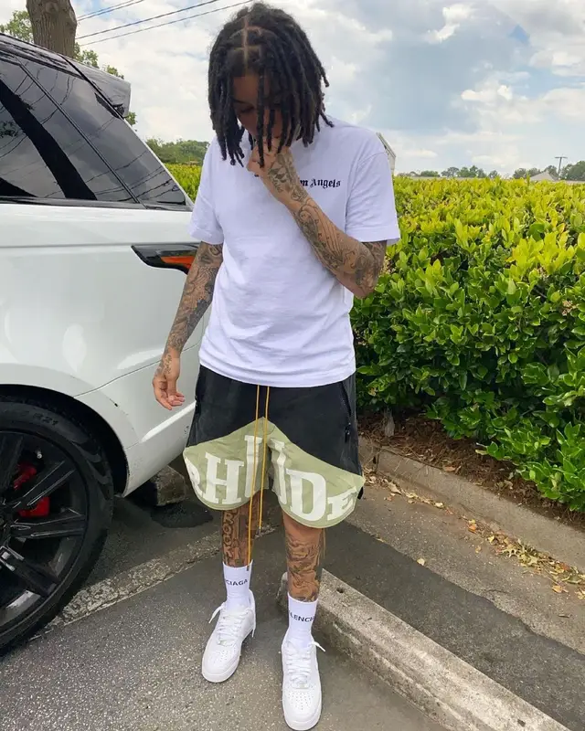 Young M.A outfit in Palm Angels, Rhude, and Balenciaga, 2021