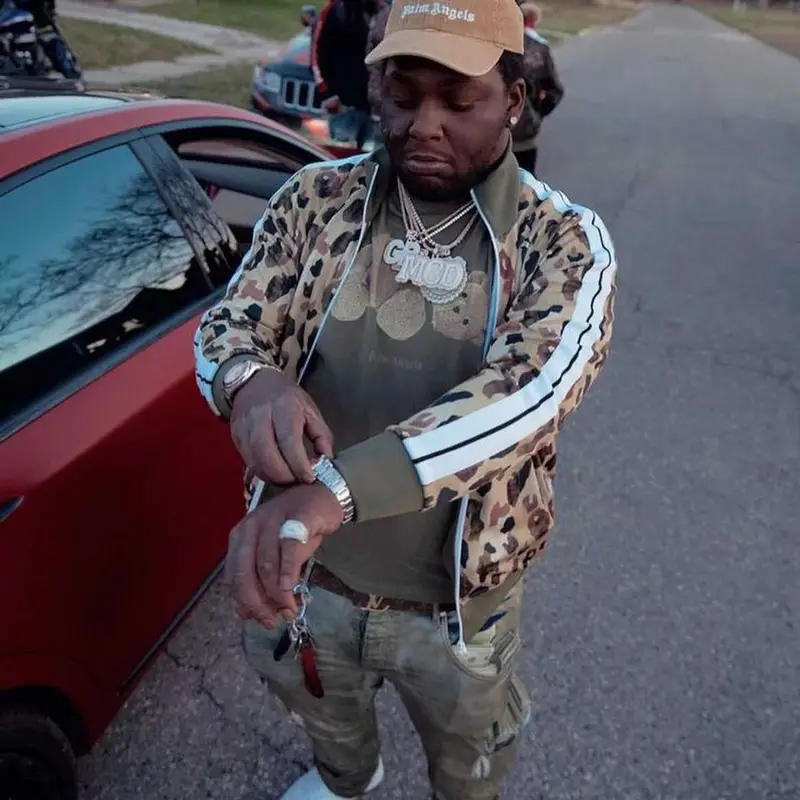 Rio Da Yung Og outfit in Louis Vuitton and Palm Angels, 2021