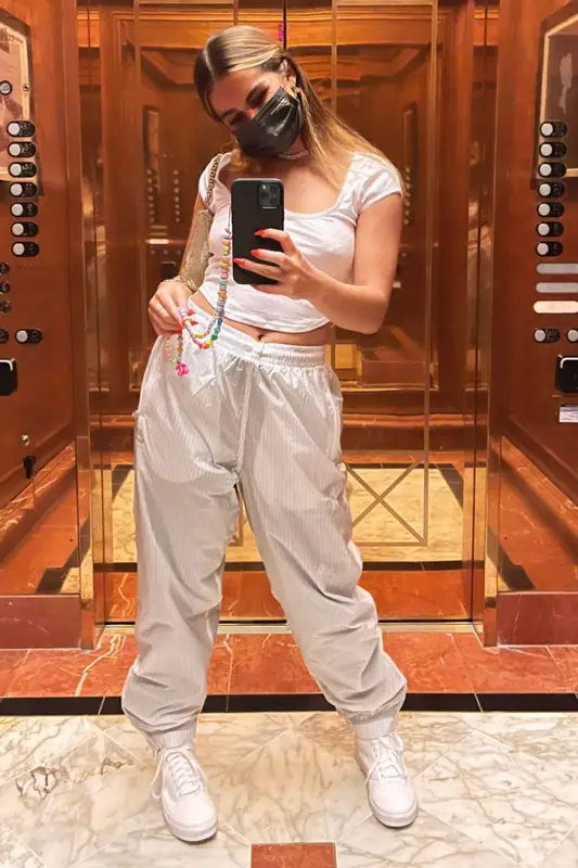 Addison Rae outfit in Nike, Xiv Karats, and Evolve Together, 2021