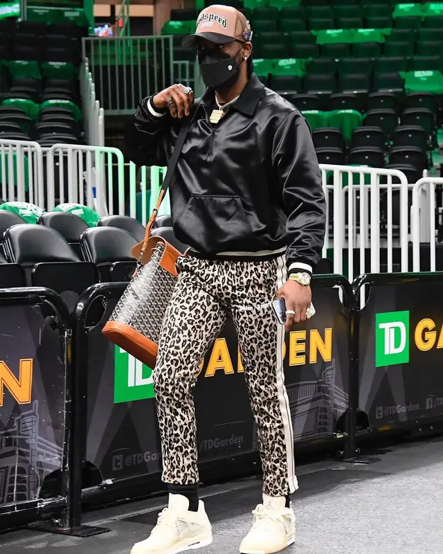 Kemba Walker outfit in Fear of God, Palm Angels, and Goyard, 2021