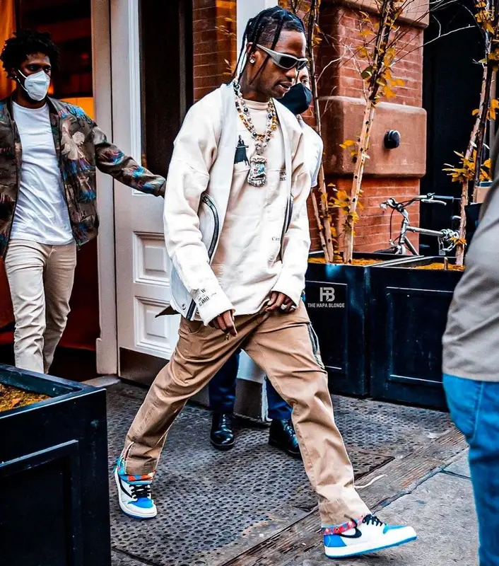 Travis Scott outfit in Raf Simons and Rick Owens, 2021