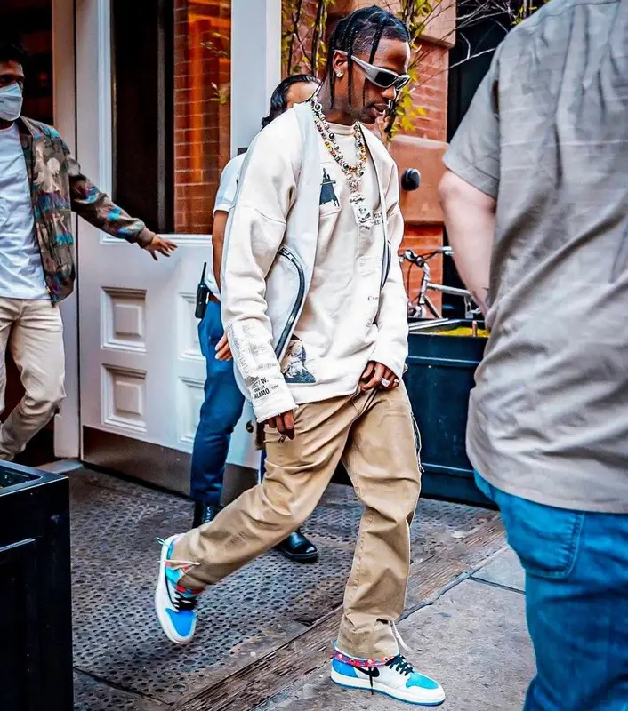 Travis Scott outfit in Raf Simons and Rick Owens, 2021