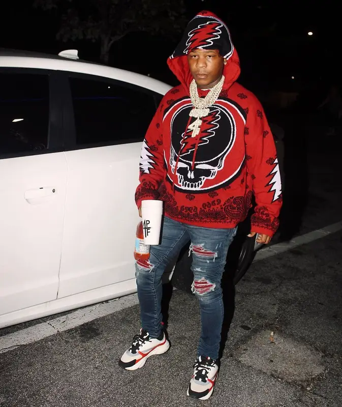Rylo Rodriguez outfit in Amiri, Dior, and Grateful Dead, 2021
