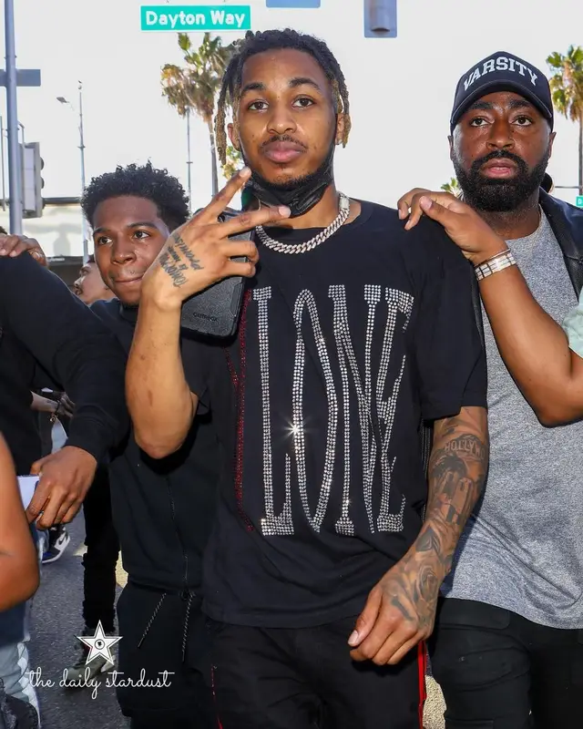 DDG outfit in Vlone and Amiri, 2021