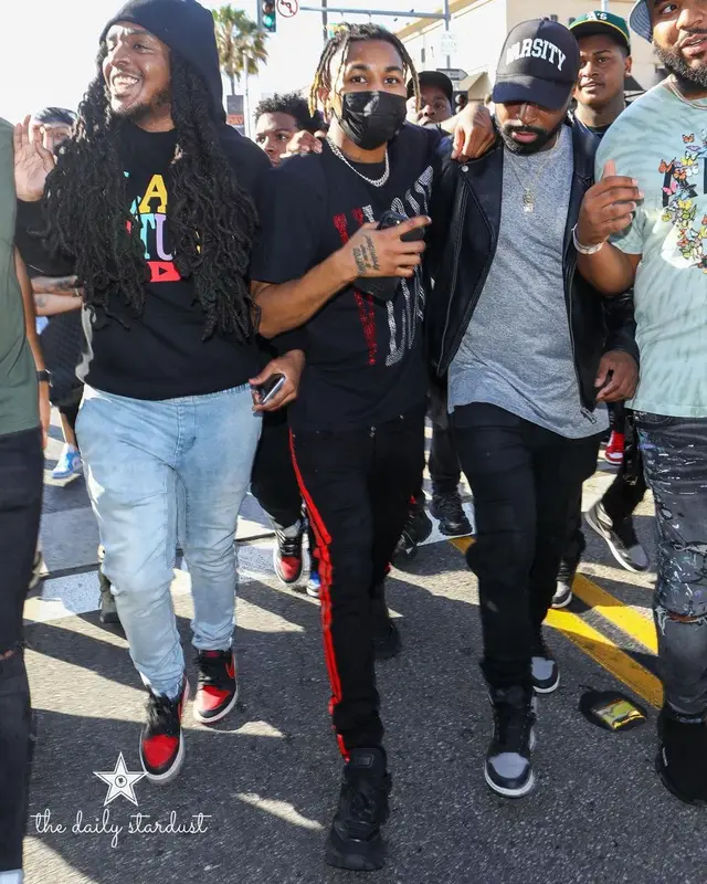 DDG outfit in Vlone and Amiri, 2021
