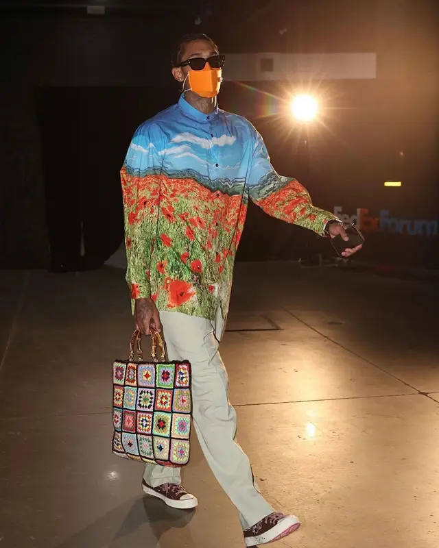 Jordan Clarkson outfit in La Milanesa and Henry Mask, 2021