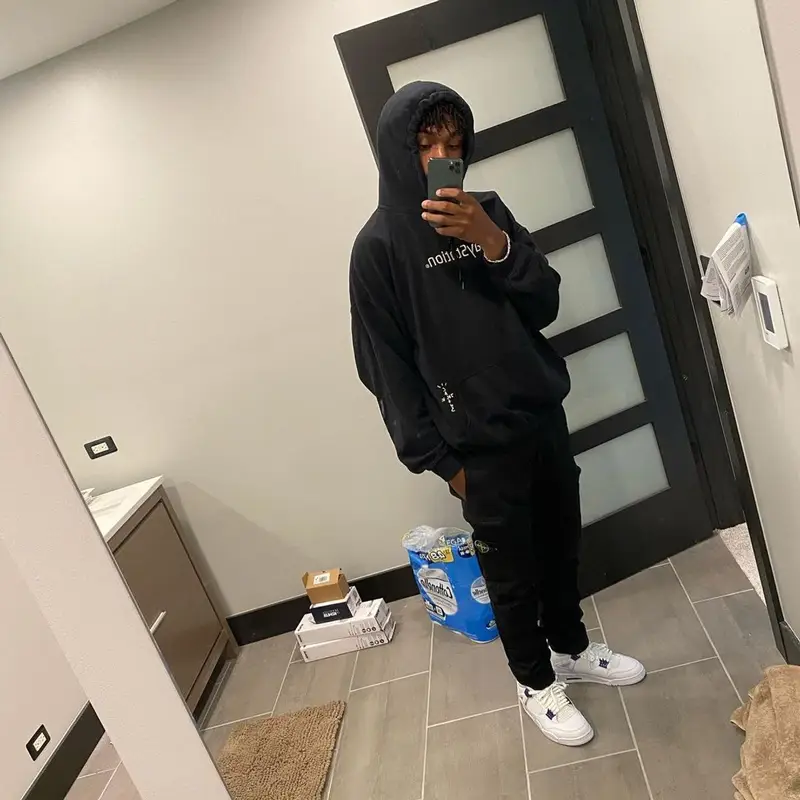 Snot outfit in Travis Scott Merch, Stone Island, and Jordan, 2021