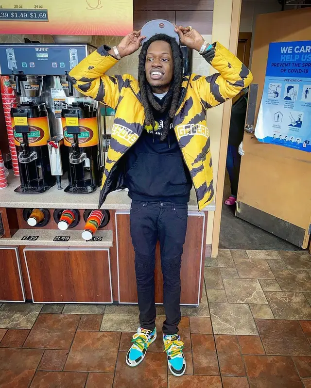 Foolio outfit in Palm Angels, Nike, and New Era, 2021