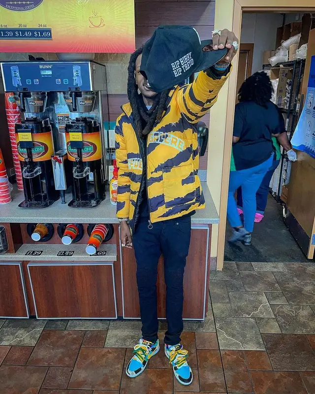 Foolio outfit in Palm Angels, Nike, and New Era, 2021