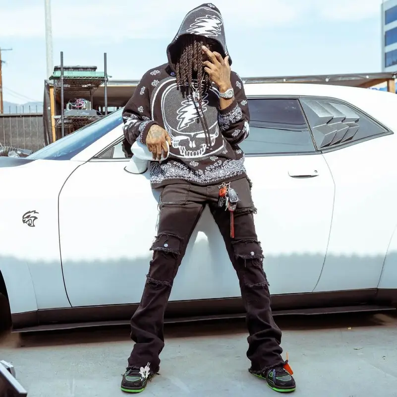 Chief Keef outfit in Amiri, Nike, and Off-White, 2021