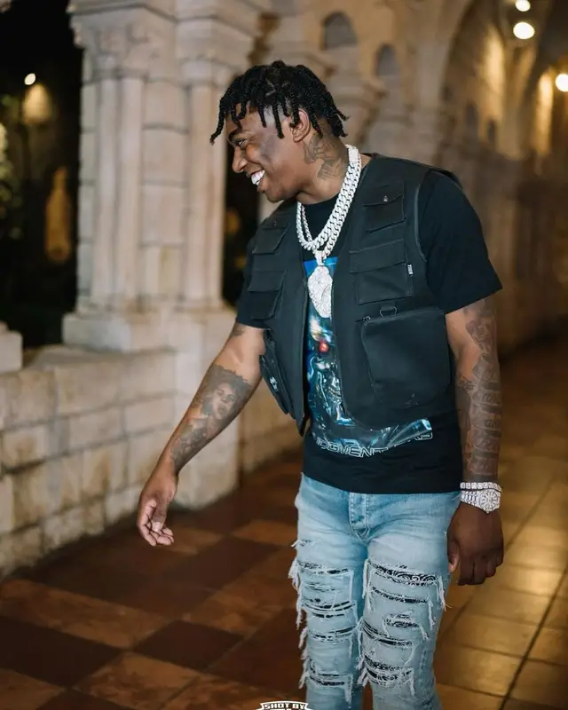 Fredo Bang outfit in Etudes, Amiri, and Nike, 2021
