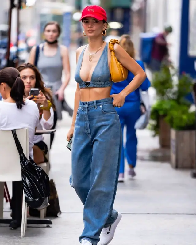 Emily Ratajkowski outfit in Prada, Vans, and Jw Pei, 2021