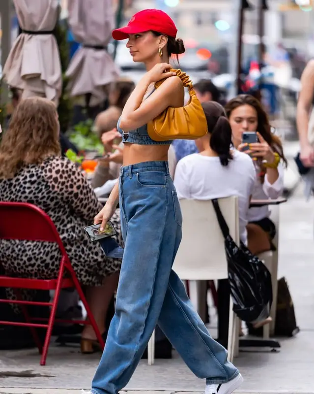 Emily Ratajkowski outfit in Prada, Vans, and Jw Pei, 2021