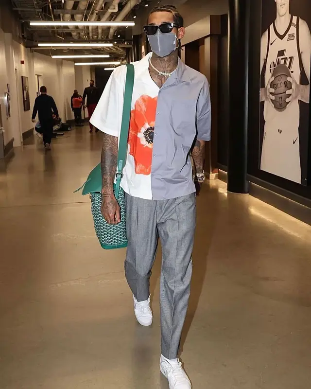 Jordan Clarkson outfit in Converse, Jacques Marie Mage, and Henry Mask, 2021